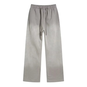 Pantalon de survêtement noir pour homme 100 % coton, coupe droite, taille mi-haute, avec cordon de serrage, poches latérales, respirant, idéal pour l'automne - Product Image 2