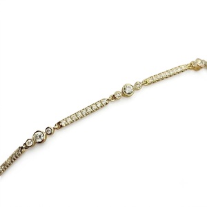 Bracelet Solitaire en Or Véritable 14K avec Diamant de Laboratoire Rond Couleur EF VVS, Design Minimaliste à Sertissage, Bracelets à Maillons et Chaînes - Product Image 2