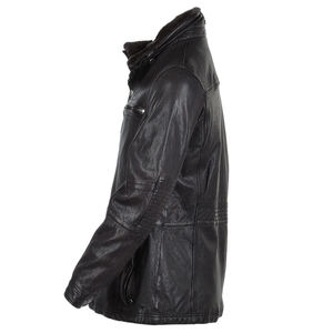 Chaqueta de Cuero Genuino para Hombre con Cuello de Piel Sintética, Estilo Motociclista, Resistente al Viento, Ropa de Invierno, Corte Regular, Cierre de Cremallera - Product Image 4