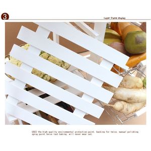 Carrello da Cucina e Sala da Pranzo YJ Bianco con 2 Cassetti, 3 Cestelli, 3 Ripiani e Ruote Girevoli, Spedizione Gratuita - Product Image 6