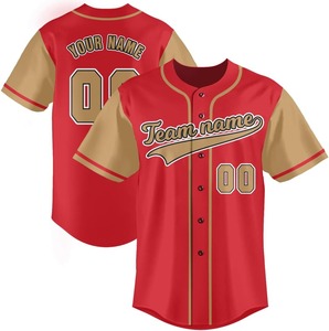 Custom Men's Red Baseball Jersey Short Sleeve Button Front Team Name Printed Polyester Breathable Adult Regular Fit - Product Image 2