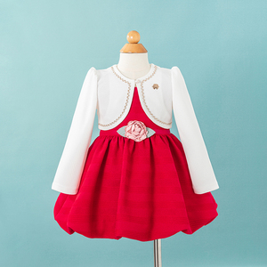 Nouvelle Arrivée Robes de Demoiselle d'Honneur Mariage Enfants 2 Pièces Tenue de Fête d'Anniversaire Robe avec Veste <span class=keywords><strong>Boléro</strong></span> Robes Formelles pour Filles - Product Image 4