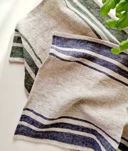 Essuie-tout en lin rayé style français, torchon de cuisine épais, serviette de table rayée naturelle, serviette de table rustique durable - Product Image 3