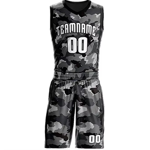 Conjunto de Camiseta de Baloncesto Sublimada Personalizada, Cuello en V, Sin Mangas, Camuflaje, Absorbe la Humedad, Ropa Deportiva para Hombre Adulto - Product Image 3