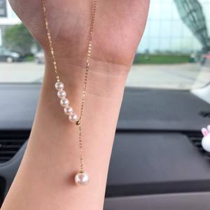 Collier de perles d'eau douce 7-9 mm, chaîne de clavicule, chaîne en Y, chaîne à perles simples, chaîne à perles multiples, cercle lisse, miroir, produit unique - Product Image 1