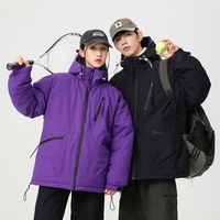 Veste coupe-vent légère rembourrée à capuche pour couple avec poche zippée imperméable