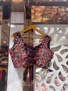 <b>Women</b> Traditional Indian Pakistani <b>Lehenga</b> Choli Set Red Black Cotton Floor Length Wedding Wear Hand Drawn Print Loose Fit - Product Image 6