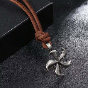 Vintage Alloy Windmill Pendant Necklace with Adjustable Leather Cord for Men & Boys - Product Image 4