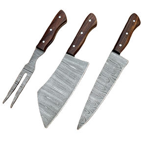 Couteaux de cuisine de chef en acier Damas faits à la main de haute qualité, écologiques, manche en bois de rose, lame en acier au carbone, compatibles lave-vaisselle - Product Image 1