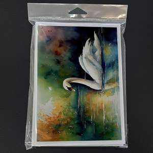 Whimsical Swan-Themed A7 Tamaño 5x7 Tarjetas de notas en blanco Paquete de 8 con sobres para saludos - Product Image 3