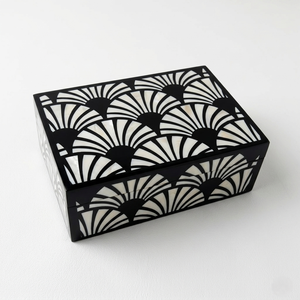 Artisan-Made Black and White Decorative <b>Box</b> with Optical Illusion Triangle Patternor Storage Case for Accessories and <b>Trinkets</b> - Product Image 4