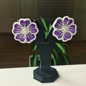 Pendientes colgantes de torre con cuentas de semillas clásicas hechos a mano, diseño de gota de flor colorida, fiesta de moda india Unisex, tamaño personalizado - Product Image 2