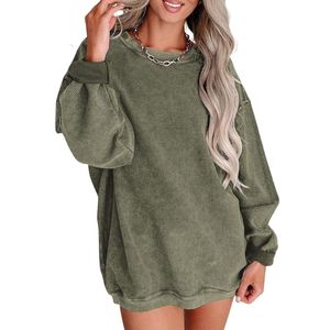 Warm Honeycomb Thermal Waffle Side Split Women Oversized Sweatshirts Crew Neck Long Sleeve <b>Knitted</b> <b>Tunics</b> - Product Image 3