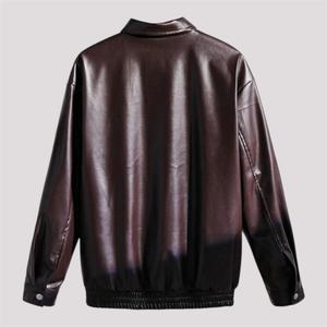 Brown Premium Quality Varsity <b>Jacket</b> Zipper Leather Look <b>Men's</b> Bomber Coat Cotton Lining Winter Outerwear - Product Image 2
