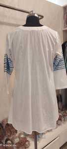 Vestido Casual de Manga Larga, Corte Regular, 100% Algodón Blanco, Bordado, para Mujer, Uso Diario, Verano, Largo hasta la Rodilla - Product Image 3