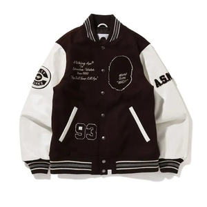 OEM personalizado de talla grande de los hombres Varsity chaqueta de béisbol logotipo frontal bordado con diseño de grafiti personalizable al por mayor - Product Image 2