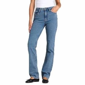 Jean en denim taille haute pour femme, coupe large, délavage moyen, longueur complète, style décontracté, 100 % coton, idéal pour l'automne - Product Image 4