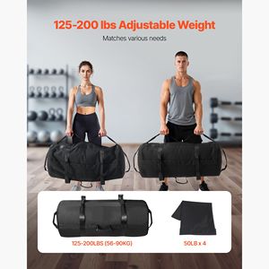Heavy Duty PVC Workout Sandbag with Power Bags Handles 125 200 Lbs Adjustable Slam Bag Fitness <b>Strength</b> <b>Training</b> 20kg Weight - Product Image 5