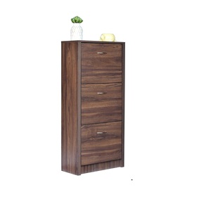 3-Door Engineered Wood Shoe Rack Dark Walnut Finish Matte Look Space-Saving Footwear Organizer for Home - Product Image 1