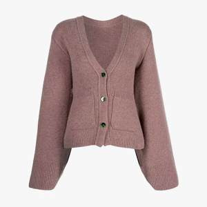 Make Your Custom Premium Quality Breathable Wool/Cashmere V-Neck Knitted Casual <b>Cardigans</b> <b>Sweaters</b> for Women Tie Belt - Product Image 6