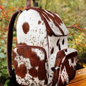 Genuine Leather Vintage Softback Backpack Unisex Zipper Closure Animal Print Fashion Daily Use Waterproof 20-35L Arcuate - Product Image 3
