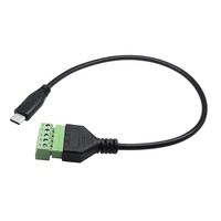 Câble USB Type C vers bornier 5 broches, mâle vers femelle, laiton nickelé, noir/vert, 300 mm