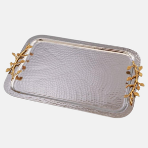 Plateau de service attrayant en forme de feuille de Monstera dorée, design créatif en métal poli, motif tropical décoratif, en promotion - Product Image 3