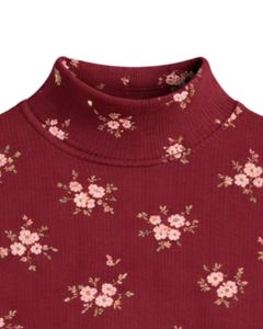 Débardeur court côtelé rouge personnalisé à col montant sans manches avec petit imprimé floral pour femme, coupe ajustée extensible, décontracté, tendance été - Product Image 4