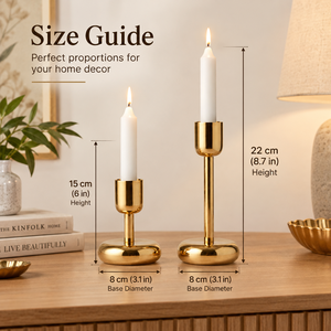 Juego de Dos Portavelas Cónicos de Metal con Acabado Dorado, Candelabros Minimalistas para Mesa, Decoración para Bodas, Cenas y Hogar, Venta al por Mayor B2B - Product Image 3