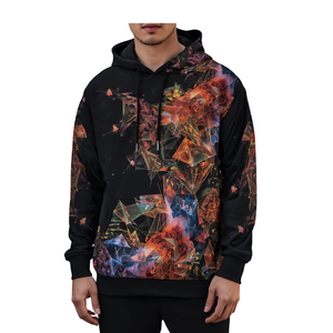 <b>Men</b> Black Sublimation Hoodie Geometric Fusion Graphic Oversized Casual Streetwear Fashion Apparel - Product Image 4