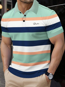 <b>Men's</b> Simple Casual <b>Striped</b> Print Front Button <b>T</b> <b>Shirt</b> - Product Image 1