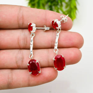 Pendientes de Plata 925 con Granate Rojo de Lujo - Product Image 2
