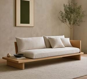 Sofá Minimalista de Plataforma de Madera, Muebles Modernos de Estilo Japonés para Sala de Estar - Product Image 1