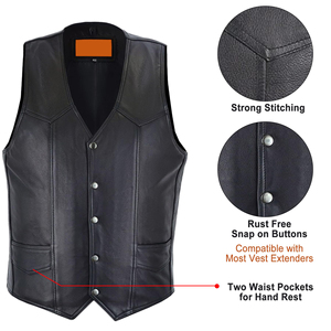 Gilet en cuir respirant pour homme au design unique, nouvelle mode, couleur personnalisée, gilet de moto en cuir véritable à vendre - Product Image 3