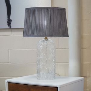 Lámpara de Mesa/Escritorio LED de Alta Calidad Luxora Gold Clear Grey 110V, Estilo Europeo Moderno para Hotel, Lámpara de Noche para Mesita de Noche - Product Image 1