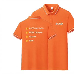 Custom Logo Men's <b>Orange</b> Cotton <b>Polo</b> Shirt Short Sleeve Embroidered Front Print Breathable Casual Oem Service - Product Image 1