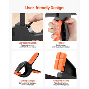F-<b>Clamp</b> Bar <b>Clamps</b> for Woodworking 8 Pack 6" & 12" One Handed <b>Clamp</b>/Spreader 154 Lbs Load Limit <b>Quick</b> <b>Release</b> - Product Image 6