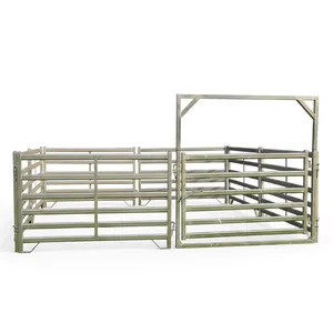 Panneaux de clôture rectangulaires en acier galvanisé pour enclos à bétail, style moderne, portail métallique inclus - Product Image 2