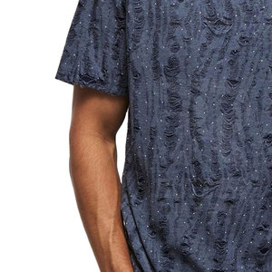 T-shirts décontractés pour hommes grande taille, 100 % coton, écologiques, à impression numérique personnalisée, avec devant uni et effet vieilli délavé à l'acide - Product Image 5