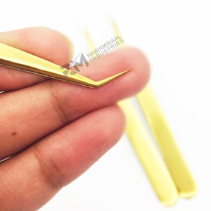 Pince à cils RMI 45 degrés à pointe plane plaquée or au plasma, outil professionnel de précision à pointe lisse pour extensions - Product Image 5