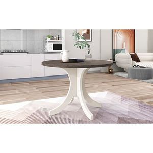 TOPMAX metà del secolo in legno massello 5 pezzi tavolo da pranzo marrone grigio sedie imbottite per piccoli spazi tavolo da cucina Set - Product Image 3