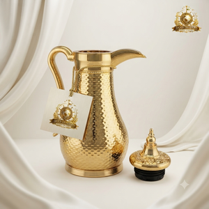 Cafetera Árabe Plateada con Banda Dorada, Dallah Tradicional, Servidor de Té Islámico de Metal, Jarra de Bebidas de Lujo de Oriente Medio - Product Image 6