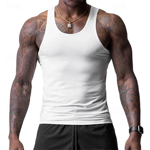 Camiseta sin Mangas de Punto para Hombre, Cuello Redondo, Color Negro, Estilo Casual - Product Image 1