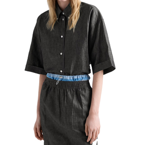 Camisa de chambray holgada personalizada para mujer, estilo workwear, streetwear, con botones, top de invierno, moda OEM, Y2K, marca privada OEM - Product Image 2