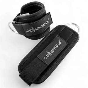 Tobilleras de neopreno acolchadas para levantamiento de pesas, correas ajustables con anillas en D para cable, accesorio para gimnasio y entrenamiento físico. - Product Image 1