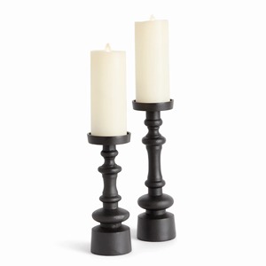 Decorative Antique Style <b>Black</b> Iron <b>Candlestick</b> Holders Set of 2 Decorative Home Accent Pillar Candle Stands Home Decoration - Product Image 3