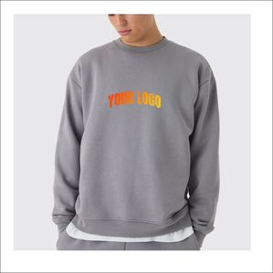 เสื้อสเวตเชิ้ตแฟชั่นสตรีทแวร์ทรงโอเวอร์ไซส์สำหรับผู้ชาย ผ้าฝ้าย 100% รับสกรีนโลโก้ ระบายอากาศได้ดี เสื้อสเวตเชิ้ตผู้ชายแบบสั่งทำ - Product Image 1