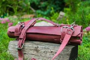 Leather Knife <b>Roll</b> Travel-Friendly Chef Knife Case Durable Excellent Folding Kitchen <b>Tool</b> Storage <b>Bag</b> LKR-0282 - Product Image 2