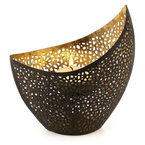 Lanterne porte-bougie en métal décorative, porte-bougie chauffe-plat, décoration marocaine bohème pour la maison, centre de table, cadeau de mariage - Product Image 1
