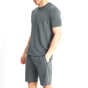 Ensemble T-shirt et short pour homme en coton peigné 100% - Coupe ajustée - Col rond - Manches courtes - Séchage rapide - Respirant - Été - Product Image 5